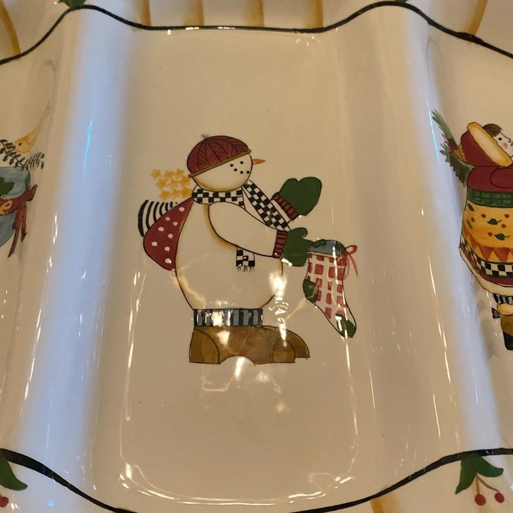 CHRISTMAS IN JULY! HTF Debbie Mumm by Sakura divided holiday serving platter